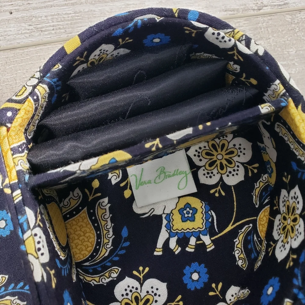 Vera Bradley Ellie Blue From My Heart Jewelry Box Case Elephant Floral EUC